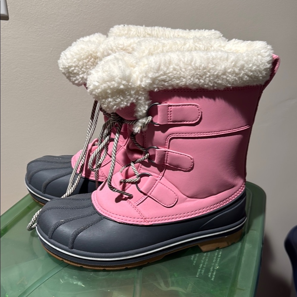 Cat & Jack Pink and Gray Kids Snow Boots